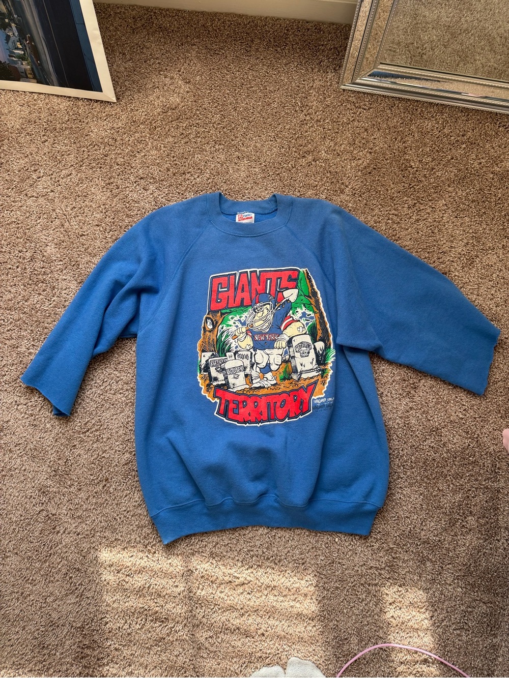 Hanes Blue Crewneck Sweatshirt with Colorful 'Giants Territory' Graphic